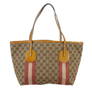 GUCCI GG Canvas Sherry Line Tote Bag Beige Gold 211971 Auth yk16245-3
