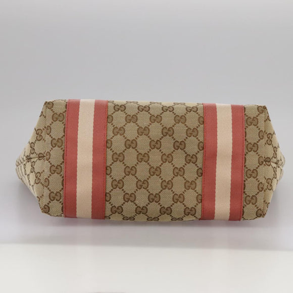 GUCCI GG Canvas Sherry Line Tote Bag Beige Gold 211971 Auth yk16245