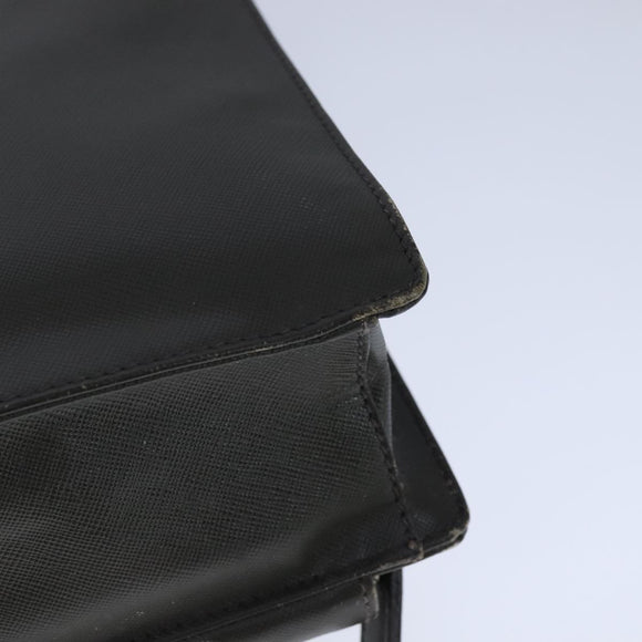 PRADA Hand Bag Safiano Leather Khaki Silver Auth yk16252