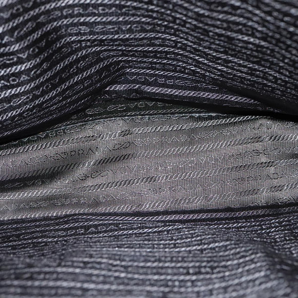 PRADA Hand Bag Safiano Leather Khaki Silver Auth yk16252