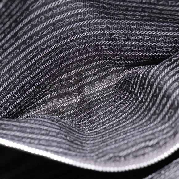 PRADA Hand Bag Safiano Leather Khaki Silver Auth yk16252