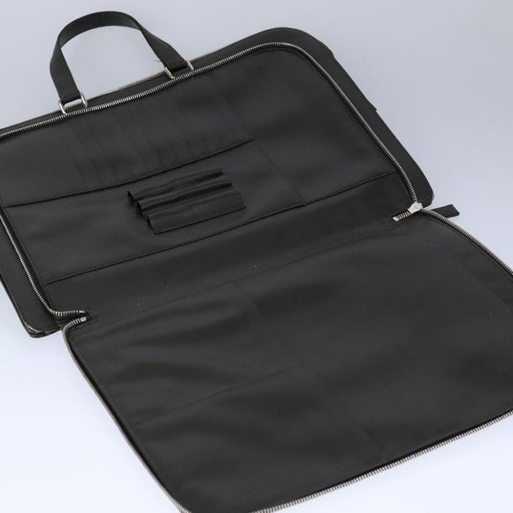 PRADA Hand Bag Safiano Leather Khaki Silver Auth yk16252