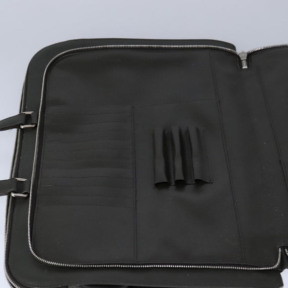 PRADA Hand Bag Safiano Leather Khaki Silver Auth yk16252