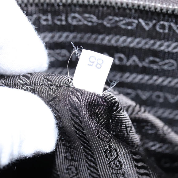 PRADA Hand Bag Safiano Leather Khaki Silver Auth yk16252