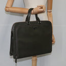 PRADA Hand Bag Safiano Leather Khaki Silver Auth yk16252-25