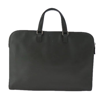 PRADA Hand Bag Safiano Leather Khaki Silver Auth yk16252 - 0