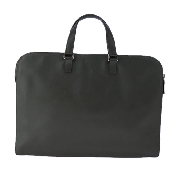 PRADA Hand Bag Safiano Leather Khaki Silver Auth yk16252