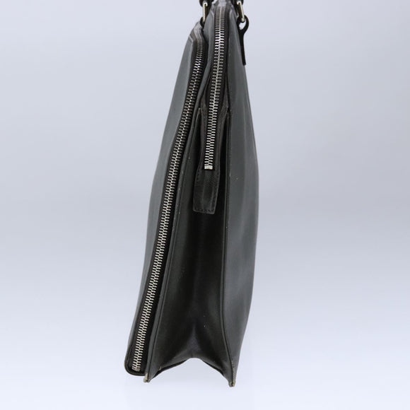 PRADA Hand Bag Safiano Leather Khaki Silver Auth yk16252