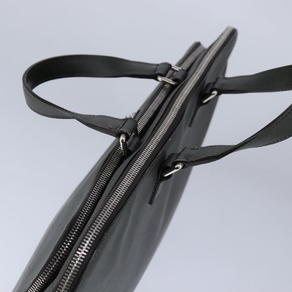 PRADA Hand Bag Safiano Leather Khaki Silver Auth yk16252