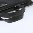 PRADA Hand Bag Safiano Leather Khaki Silver Auth yk16252-7