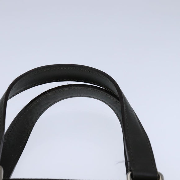 PRADA Hand Bag Safiano Leather Khaki Silver Auth yk16252