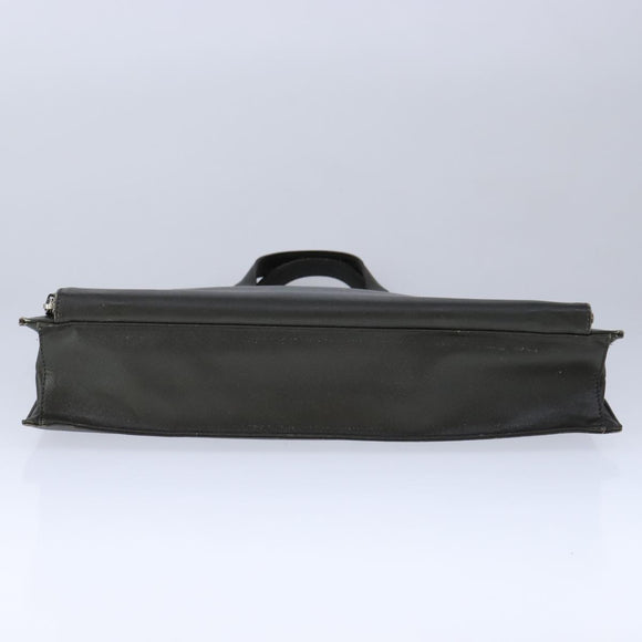 PRADA Hand Bag Safiano Leather Khaki Silver Auth yk16252