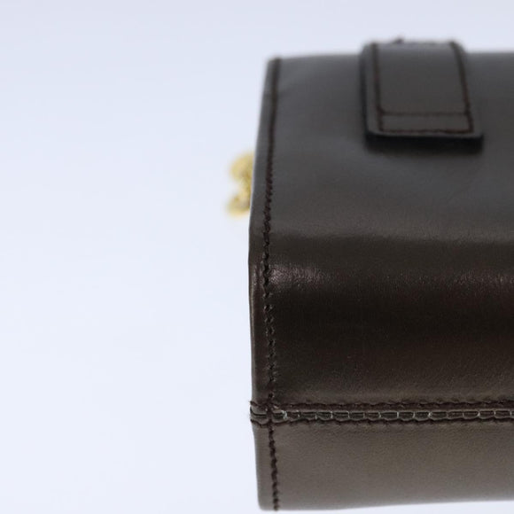 Salvatore Ferragamo Vala Chain Shoulder Bag Leather Brown Gold Auth yk16268