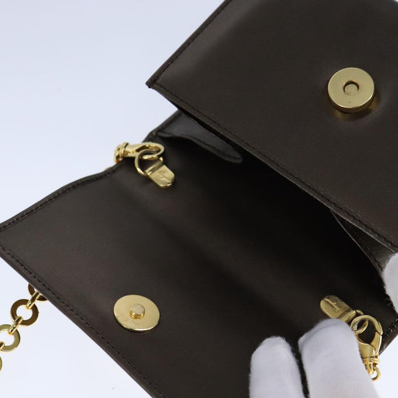 Salvatore Ferragamo Vala Chain Shoulder Bag Leather Brown Gold Auth yk16268