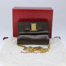 Salvatore Ferragamo Vala Chain Shoulder Bag Leather Brown Gold Auth yk16268-12