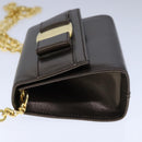 Salvatore Ferragamo Vala Chain Shoulder Bag Leather Brown Gold Auth yk16268-3