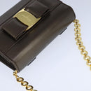 Salvatore Ferragamo Vala Chain Shoulder Bag Leather Brown Gold Auth yk16268-6