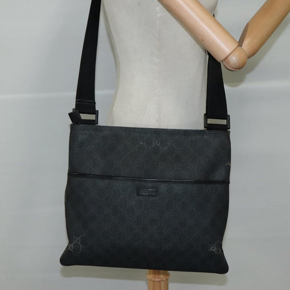 GUCCI GG Supreme Shoulder Bag PVC Leather Black 162904 Auth yk16293