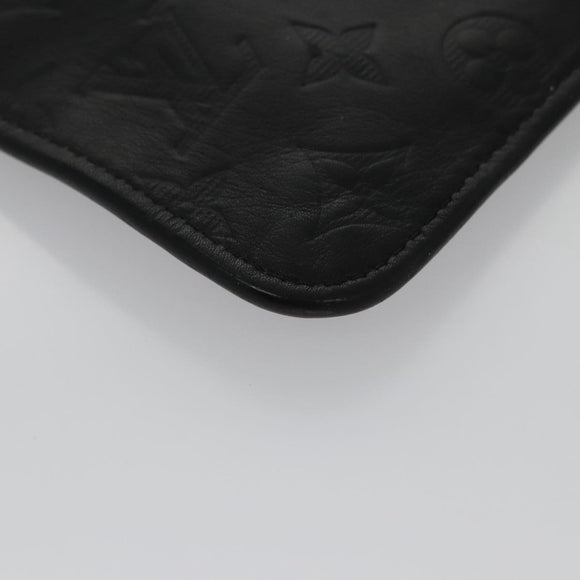 LOUIS VUITTON Monogram Shadow Pouch Leather Black LV Auth yk16360