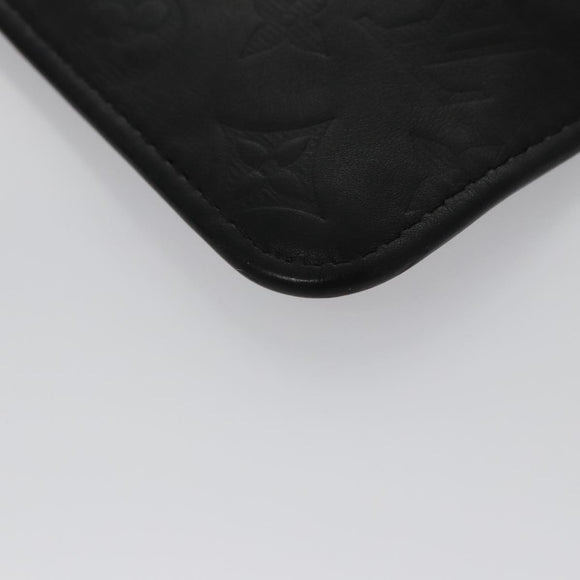 LOUIS VUITTON Monogram Shadow Pouch Leather Black LV Auth yk16360