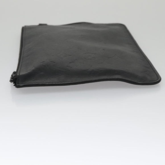 LOUIS VUITTON Monogram Shadow Pouch Leather Black LV Auth yk16360