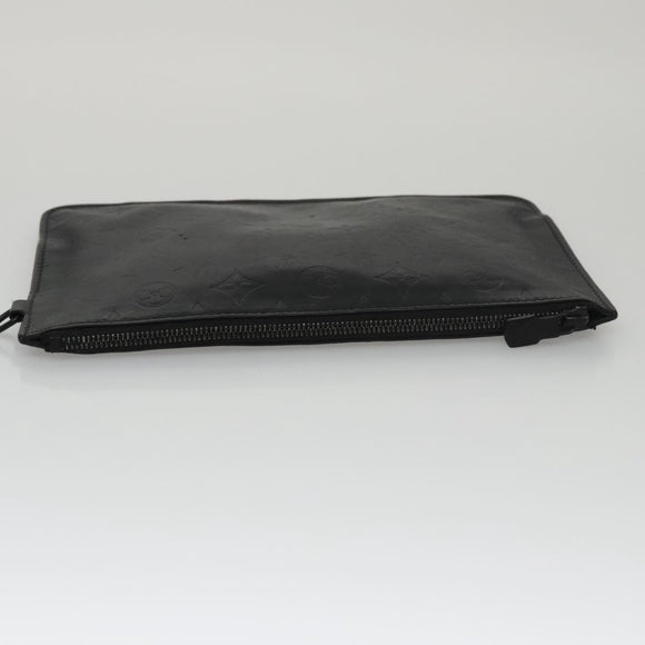 LOUIS VUITTON Monogram Shadow Pouch Leather Black LV Auth yk16360