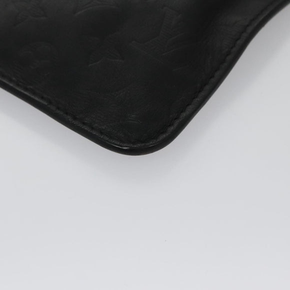 LOUIS VUITTON Monogram Shadow Pouch Leather Black LV Auth yk16360