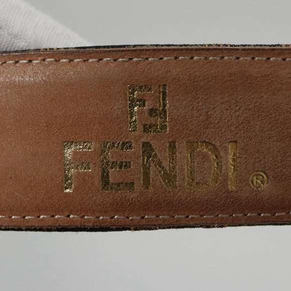 FENDI Zucca Canvas Belt 32.3""-36.2"" Brown Auth yk16363