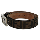 FENDI Zucca Canvas Belt 32.3""-36.2"" Brown Auth yk16363-2
