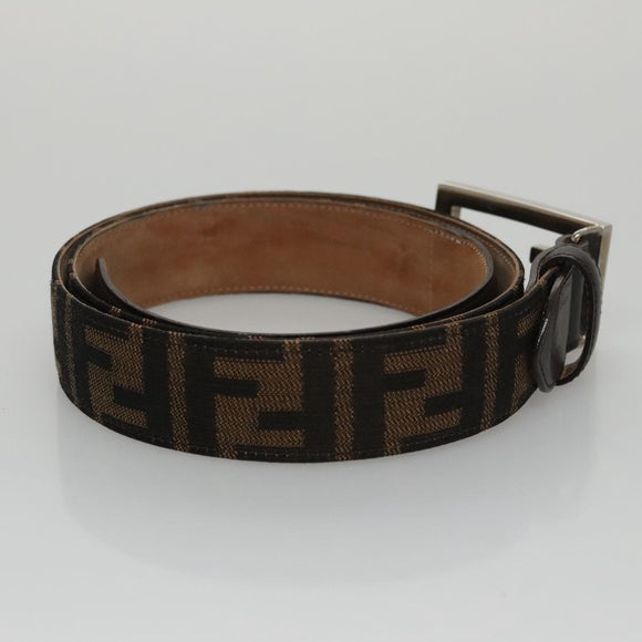 FENDI Zucca Canvas Belt 32.3""-36.2"" Brown Auth yk16363