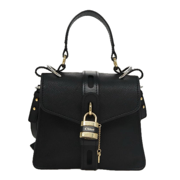 Chloe Small Day Abbey Hand Bag Leather 2way Black Auth yk16365AV