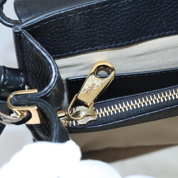 Chloe Small Day Abbey Hand Bag Leather 2way Black Auth yk16365AV