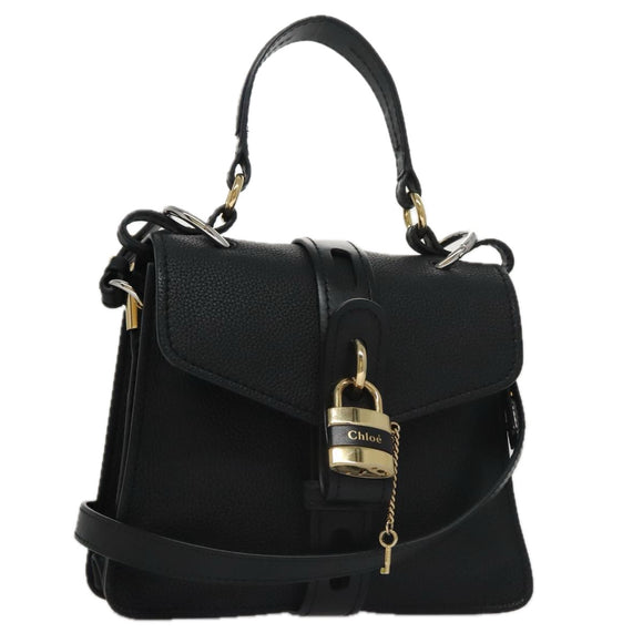 Chloe Small Day Abbey Hand Bag Leather 2way Black Auth yk16365AV