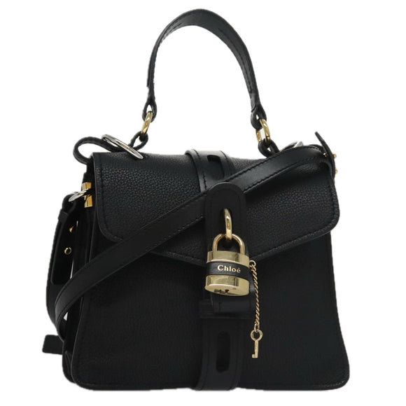 Chloe Small Day Abbey Hand Bag Leather 2way Black Auth yk16365AV