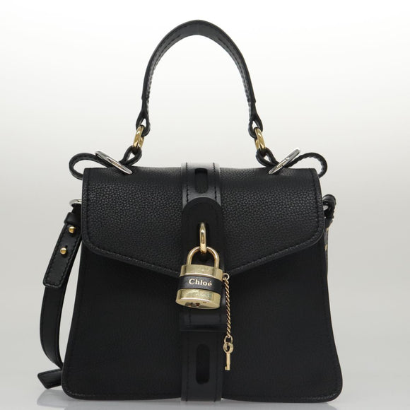 Chloe Small Day Abbey Hand Bag Leather 2way Black Auth yk16365AV