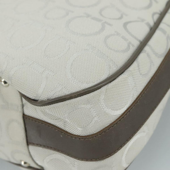 Salvatore Ferragamo Gancini Shoulder Bag Canvas Gray Auth yk16379