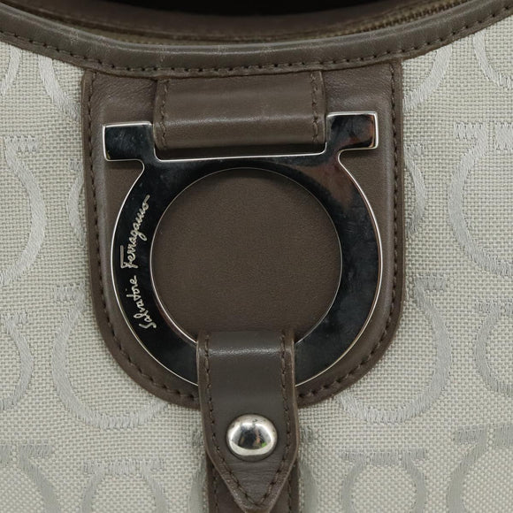 Salvatore Ferragamo Gancini Shoulder Bag Canvas Gray Auth yk16379