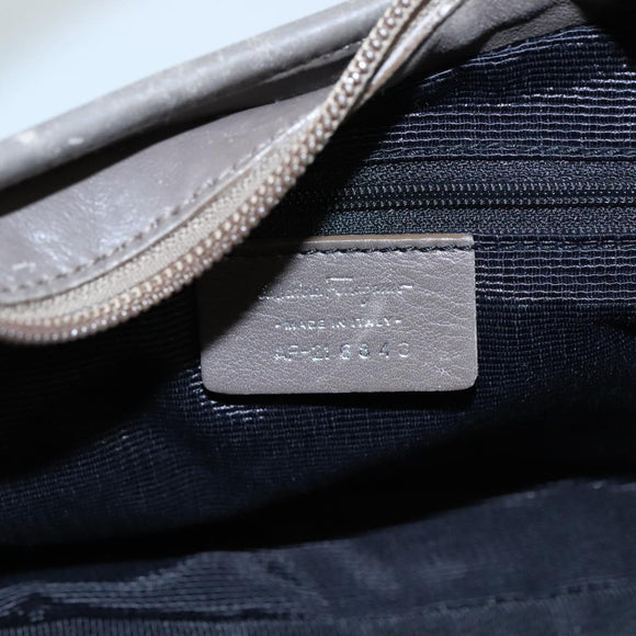 Salvatore Ferragamo Gancini Shoulder Bag Canvas Gray Auth yk16379