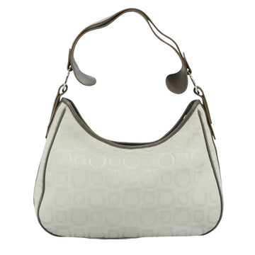Salvatore Ferragamo Gancini Shoulder Bag Canvas Gray Auth yk16379 - 0