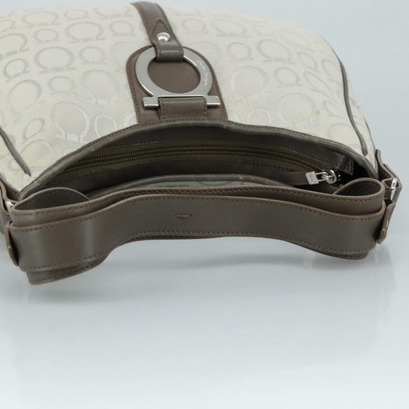 Salvatore Ferragamo Gancini Shoulder Bag Canvas Gray Auth yk16379