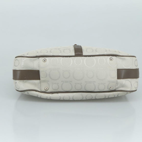 Salvatore Ferragamo Gancini Shoulder Bag Canvas Gray Auth yk16379