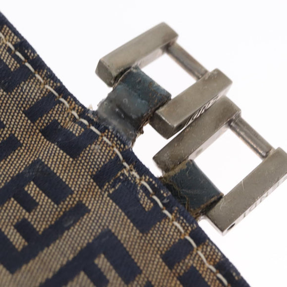 FENDI Zucchino Canvas Tote Bag Navy Auth yk16382