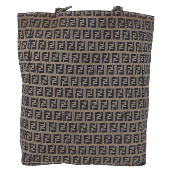 FENDI Zucchino Canvas Tote Bag Navy Auth yk16382