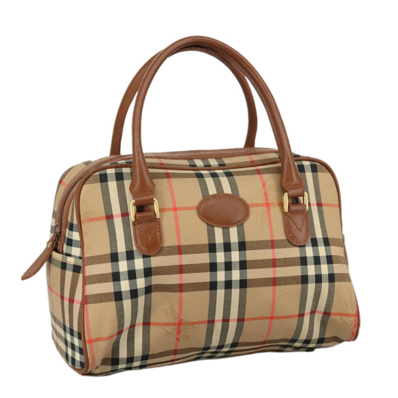 Burberrys Nova Check Hand Bag Canvas Beige Auth yk16410