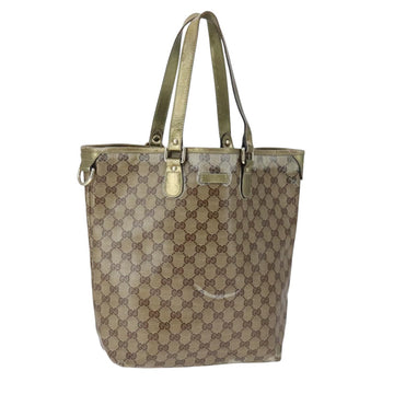 GUCCI GG Crystal Tote Bag Coated Canvas Beige Gold Auth yk16444