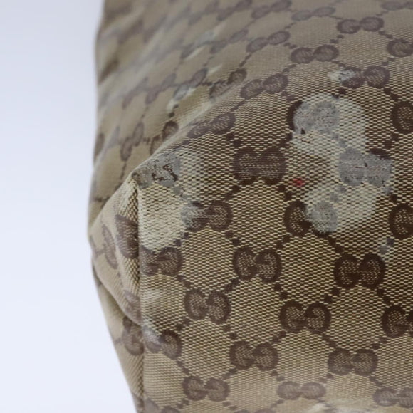 GUCCI GG Crystal Tote Bag Coated Canvas Beige Gold Auth yk16444