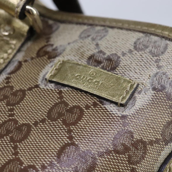 GUCCI GG Crystal Tote Bag Coated Canvas Beige Gold Auth yk16444