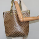 GUCCI GG Crystal Tote Bag Coated Canvas Beige Gold Auth yk16444-21