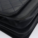 CHANEL Matelasse Turn Lock Chain Hand Bag Leather 2way Navy Gold CC Auth yk16451-15