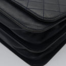 CHANEL Matelasse Turn Lock Chain Hand Bag Leather 2way Navy Gold CC Auth yk16451-16